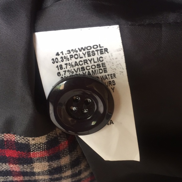 {Romy}Sz Large Wool Blend Plaid Peacoat - Picture 6 of 7